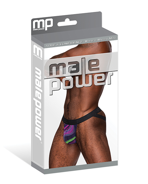 Thumbnail for Galactic Sheer Poly Spandex Strappy Ring Jock Multi Color S/M
