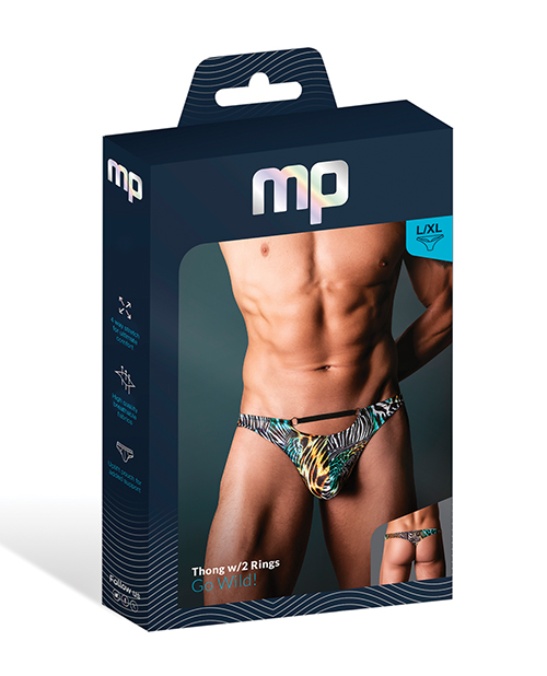 Thumbnail for Go Wild Thong w/2 Rings - Animal Multi L/XL