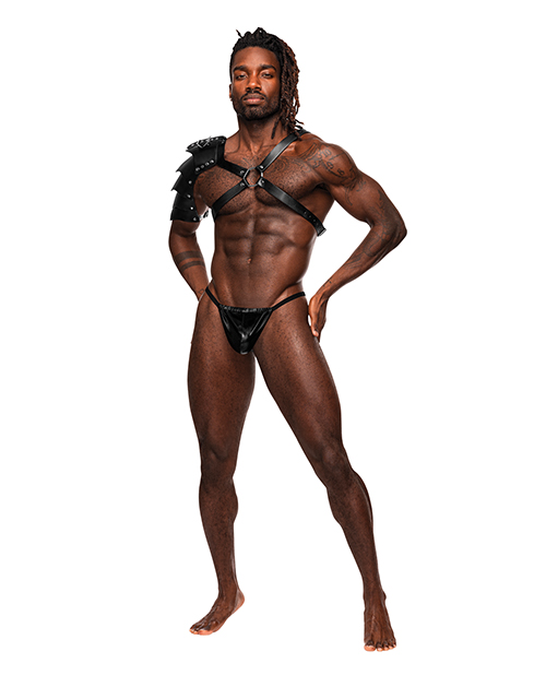 Thumbnail for Aquarius PU Leather Chest Harness w/Half Sleeve Black O/S