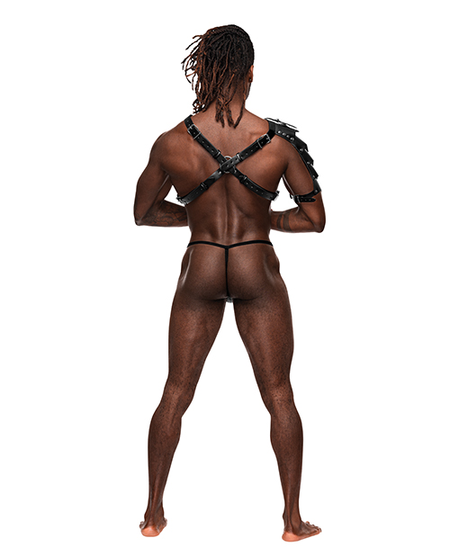 Thumbnail for Aquarius PU Leather Chest Harness w/Half Sleeve Black O/S