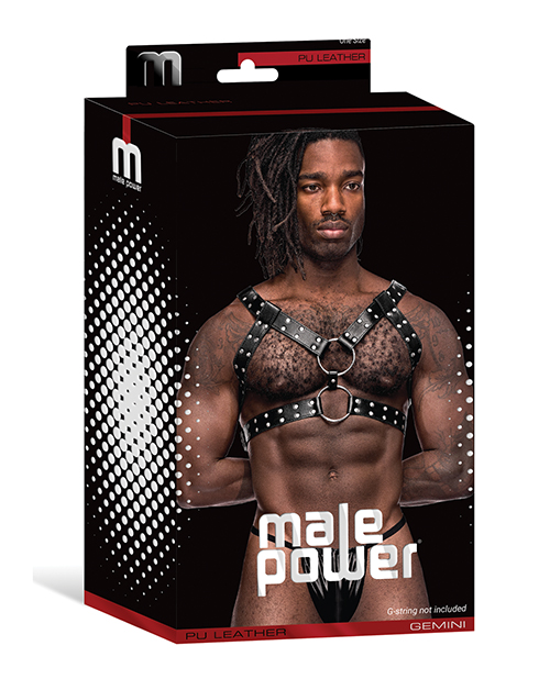 Thumbnail for Leather Gemini Double Ring Harness Black O/S