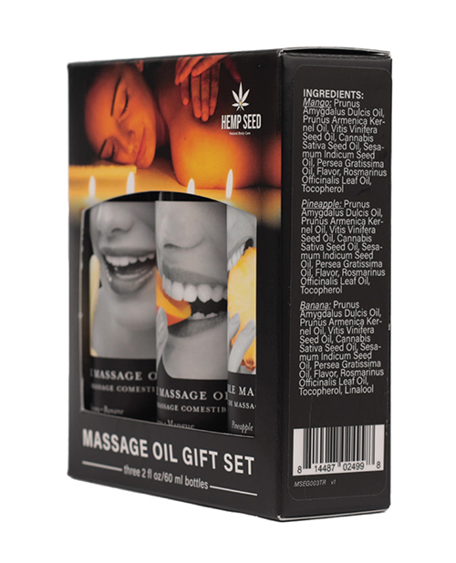 Thumbnail for Earthly Body Edible Massage Oil Gift Set - 2 oz Banana, Mango &amp; Pineapple