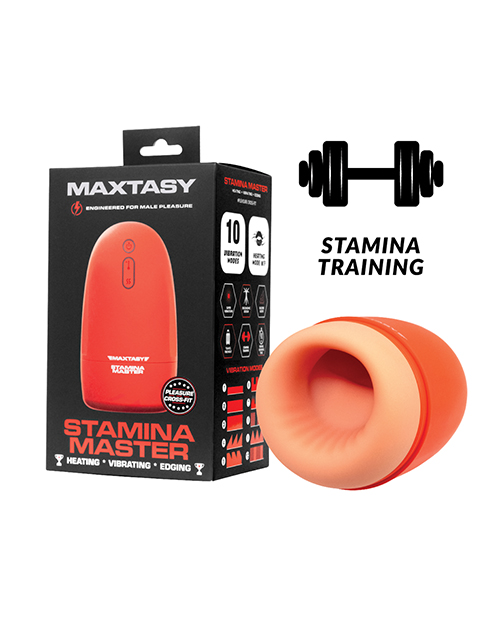 Maxtasy Stamina Master Heat up &amp; Vibrating Stroker - Orange