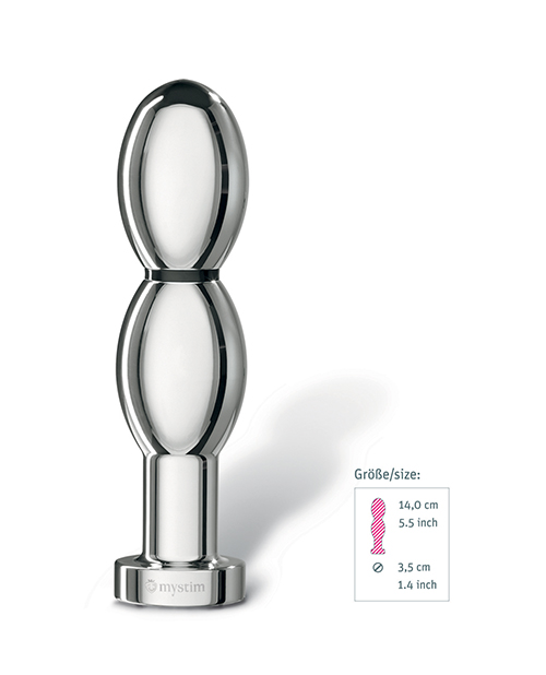 Thumbnail for Mystim O(h!)-thello e-Stim Oval Aluminum Dildo