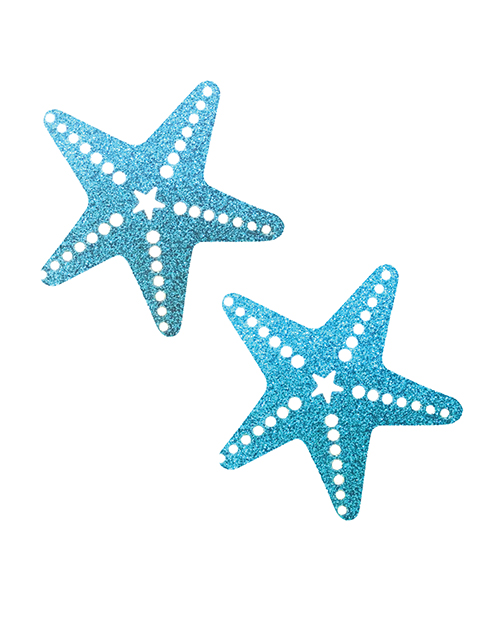 Thumbnail for Neva Nude Glitter Starfish Under the Sea Pasties - Blue O/S