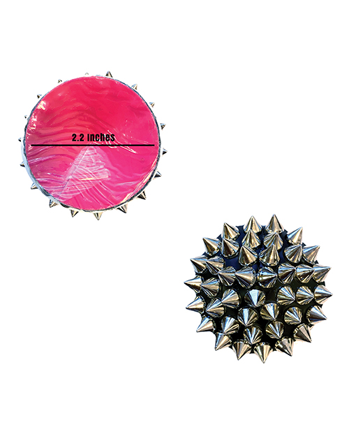 Thumbnail for Neva Nude Burlesque Bowser Spike Pleather Reusable Silicone Pasties - Silver/Black O/S