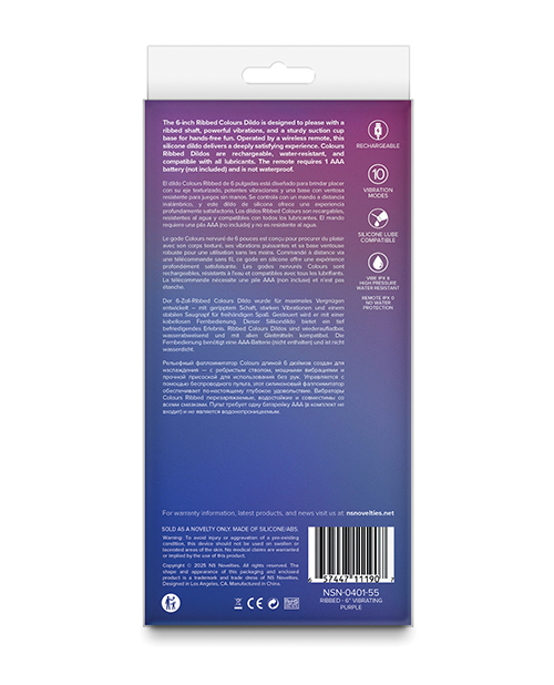 Thumbnail for Colours - Ribbed - 6&quot; Vibrating Dildo - Purple