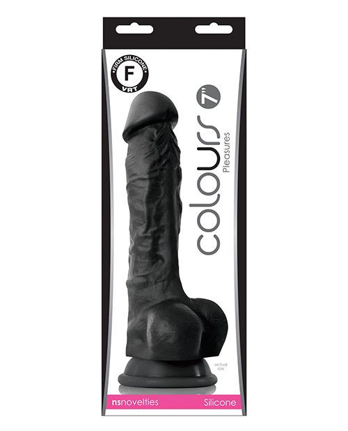 Colours Pleasures 7&quot; Dong w/Balls &amp; Suction Cup - Black