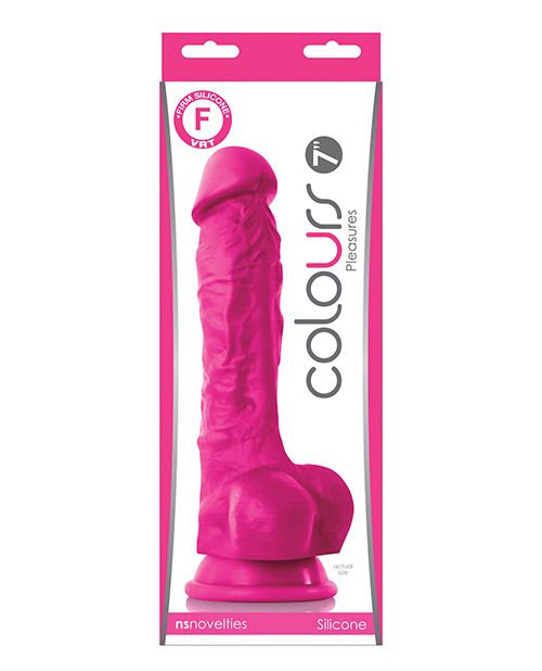 Colours Pleasures 7&quot; Dong w/Balls &amp; Suction Cup - Pink