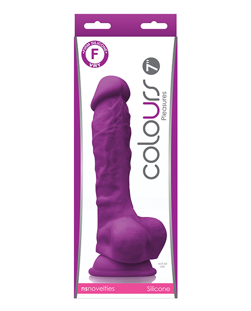 Colours Pleasures 7&quot; Dong w/Balls &amp; Suction Cup - Purple