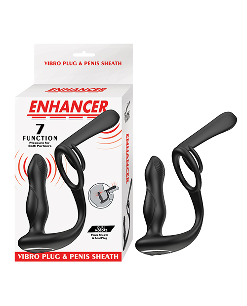 Enhancer Vibro Plug &amp; Penis Sheath - Black