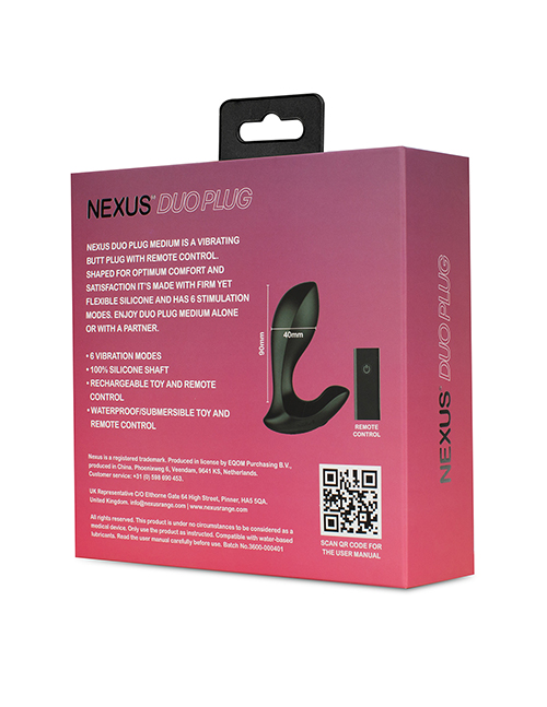 Thumbnail for Nexus DUO Plug Medium - Vibrating Butt Plug w/Remote Control