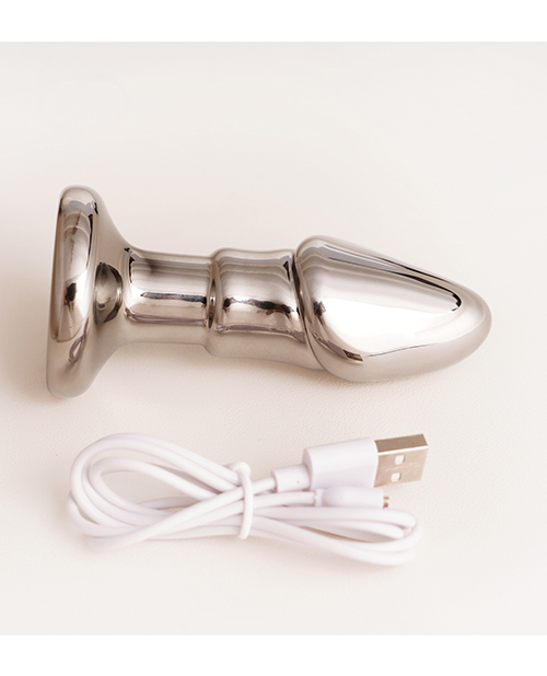 Thumbnail for Cristal Black Opal Anal Glass Dildo Vibe - Gun Metal