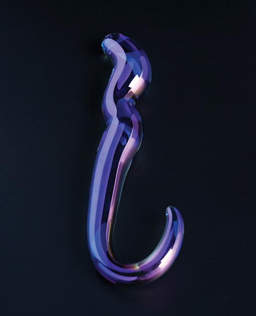 Thumbnail for Cristal Blue Flame Curved Glass Dildo - Purple