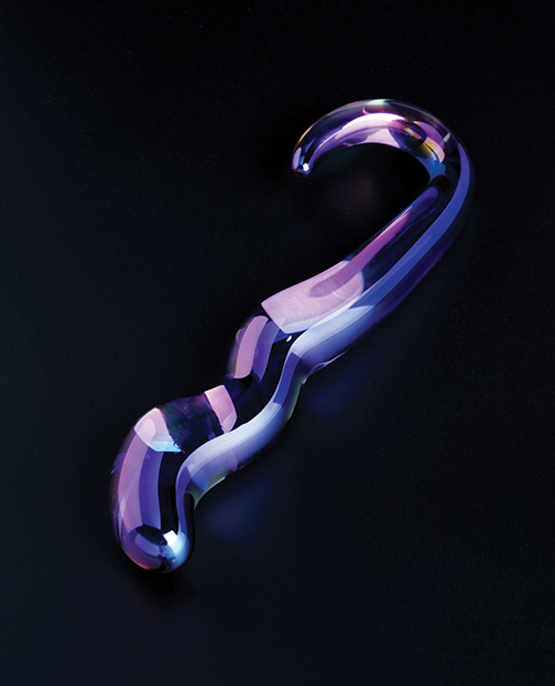 Thumbnail for Cristal Blue Flame Curved Glass Dildo - Purple