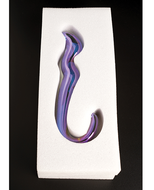 Thumbnail for Cristal Blue Flame Curved Glass Dildo - Purple