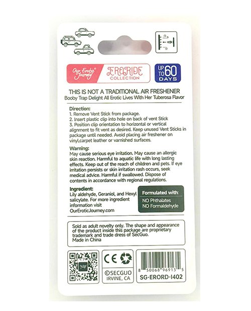 Thumbnail for EroRide Booby Trap Pheromone Infused Air Freshener - Tuberosa