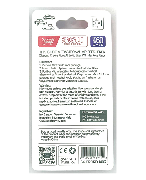 Thumbnail for EroRide Clapping Cheeks Pheromone Infused Air Freshener - Rose