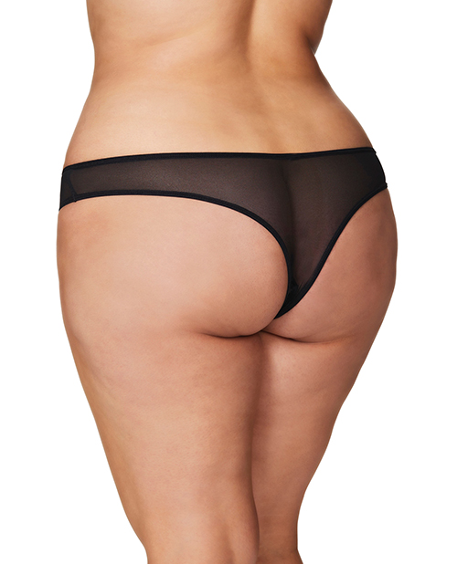 Thumbnail for Crotchless Thong w/Pearls Black 1X/2X