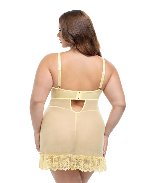 Thumbnail for Valentine Lacey Babydoll w/G-String - Pale Banana 1X/2X