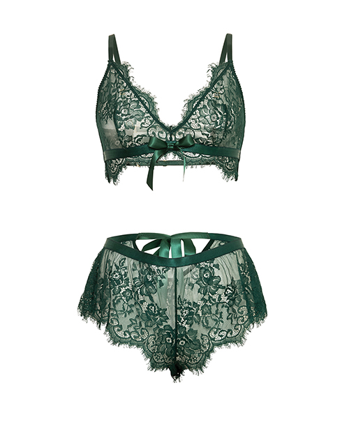 Thumbnail for Cami Lace Bralette w/Tap Shortie - Green L/XL
