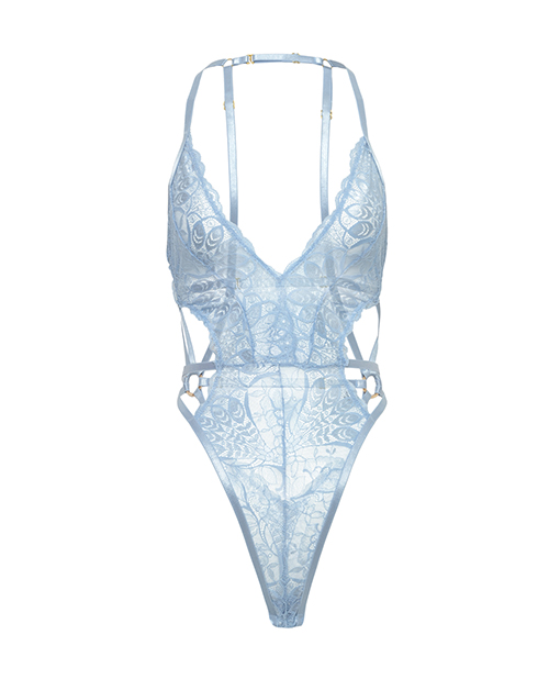 Thumbnail for Lina Lace Halter Teddy - Brunnera Blue L/XL