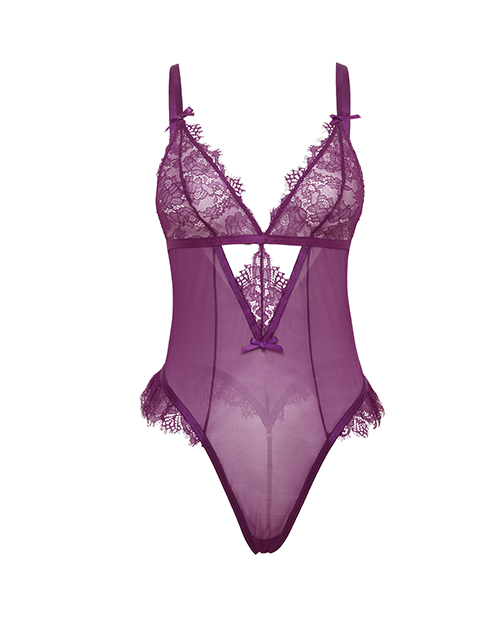 Thumbnail for Katana Mesh &amp; Lace Teddy - Purple S/M