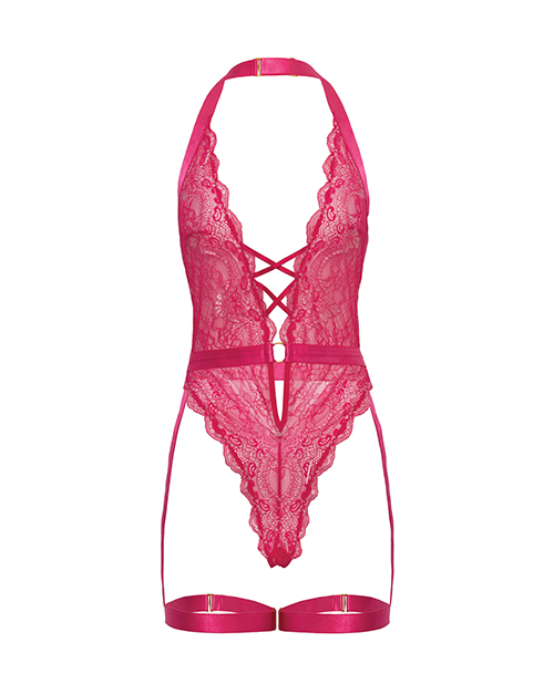 Thumbnail for Kahlia Lace Halter Top Teddy - Pink Yarrow L/XL