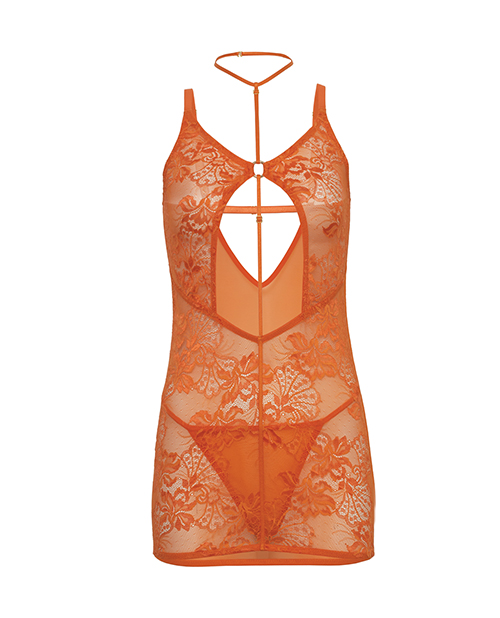 Thumbnail for Presley Lace Babydoll w/G-String 2 pc Set - Dragon Fire Orange L/XL