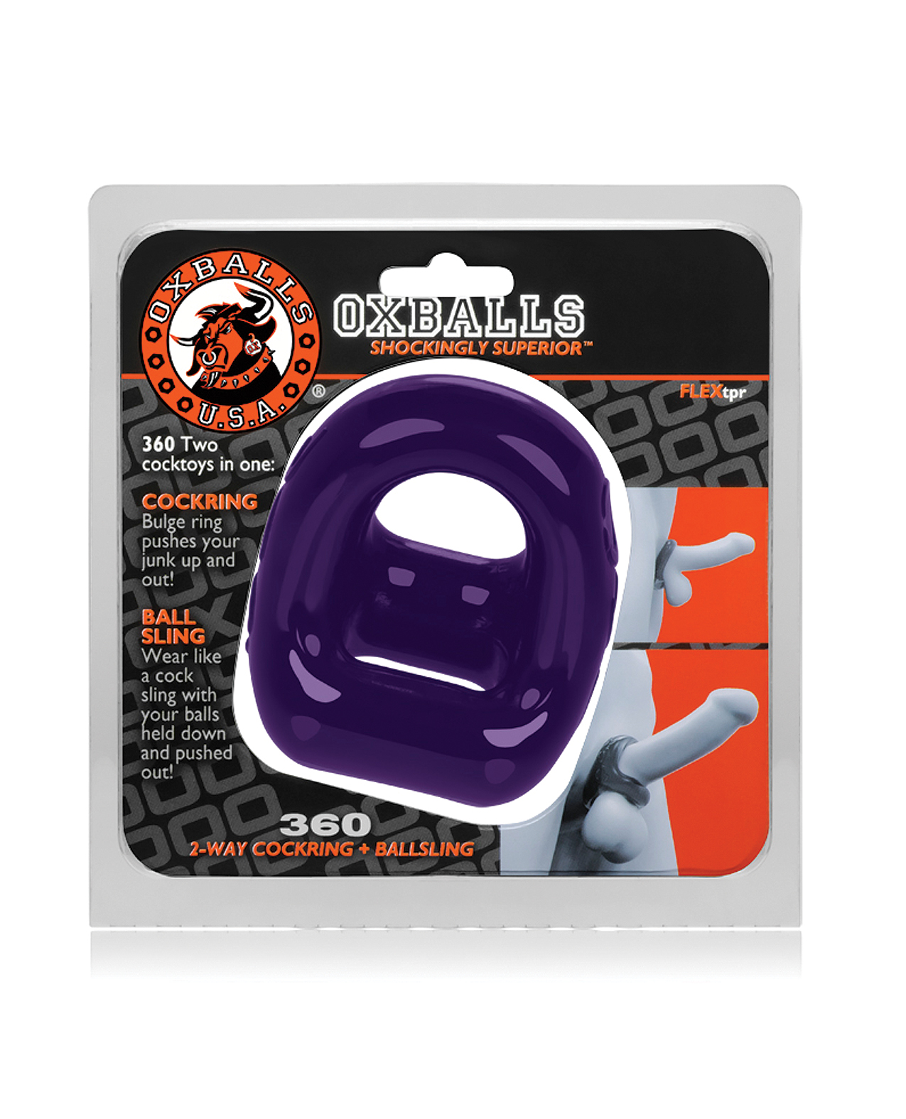 Thumbnail for Oxballs 360 Cock Ring &amp; Ballsling - Eggplant