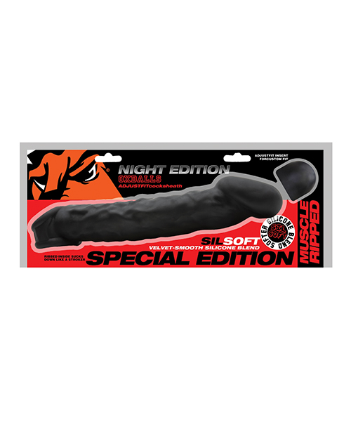 Thumbnail for Oxballs Muscle Ripped Inner Ribbed Velvet-Smooth Cocksheath - Special Edition Black