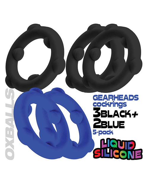 Thumbnail for Oxballs Gearheads 5 Pack Spinner Rings - Blue/Black