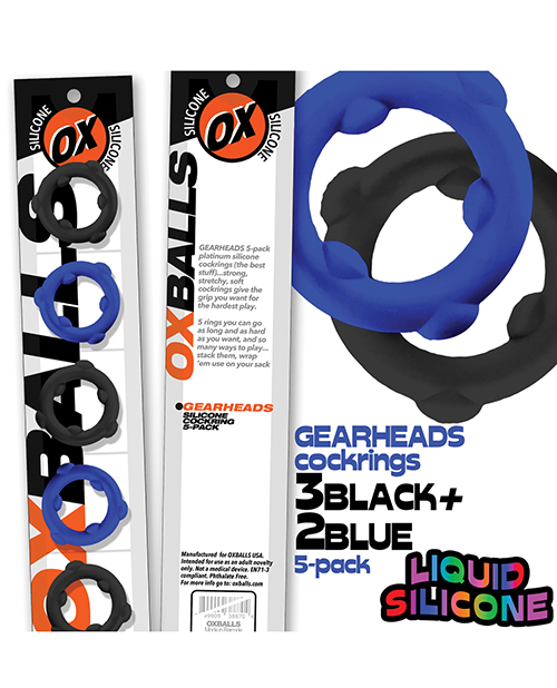Thumbnail for Oxballs Gearheads 5 Pack Spinner Rings - Blue/Black
