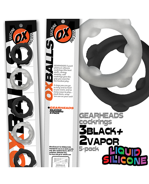Thumbnail for Oxballs Gearheads 5 Pack Spinner Rings - Black/Vapor