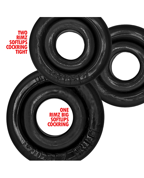 Thumbnail for Oxballs Rimringz Multi Size 3 Pack of Cock Rings - Black