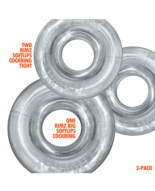 Thumbnail for Oxballs Rimringz Multi Size 3 Pack of Cock Rings - Clear