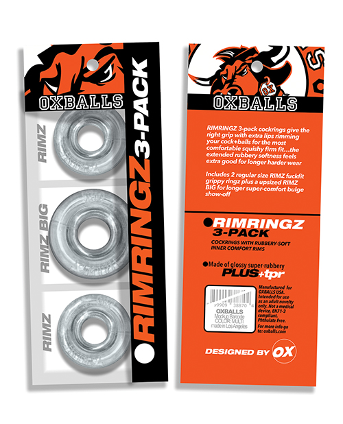 Thumbnail for Oxballs Rimringz Multi Size 3 Pack of Cock Rings - Clear