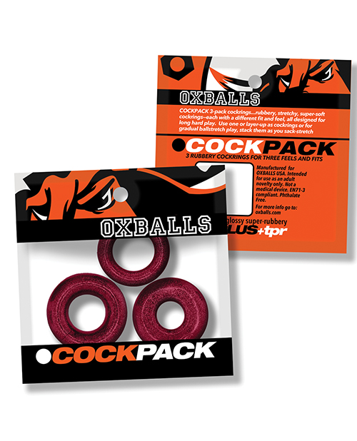 Thumbnail for Oxballs Cockpack Multi Design 3 Pack Cockrings - Cherry Lips