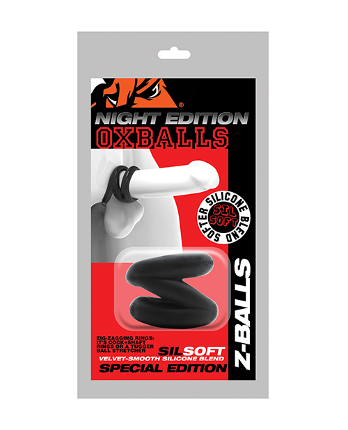 Thumbnail for Oxballs Z-Balls Zig Zag Cock Ring &amp; Ball Stretcher - Special Edition Night