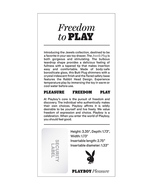 Thumbnail for Play Boy Pleasure Jewels Butt Plug - Clear