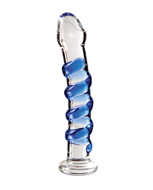 Thumbnail for Icicles No. 5 Hand Blown Glass Massager - Clear w/Blue Swirls