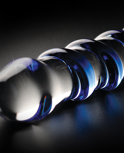 Thumbnail for Icicles No. 5 Hand Blown Glass Massager - Clear w/Blue Swirls