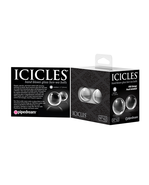 Thumbnail for Icicles No. 42 Hand Blown Glass Medium Ben Wa Balls - Clear