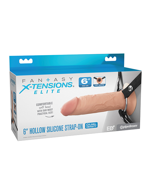 Fantasy X-tensions Elite 6&quot; Silicone Hollow Strap-on w/Harness - Light
