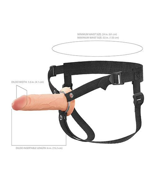 Thumbnail for Fantasy X-tensions Elite 6&quot; Silicone Hollow Strap-on w/Harness - Light