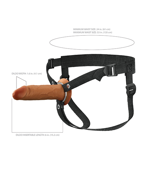 Thumbnail for Fantasy X-tensions Elite 6" Silicone Hollow Strap-on w/Harness - Brown