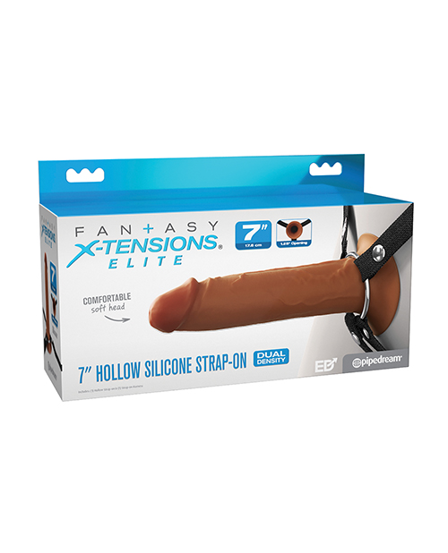 Fantasy X-tensions Elite 7&quot; Silicone Hollow Strap-on - Brown