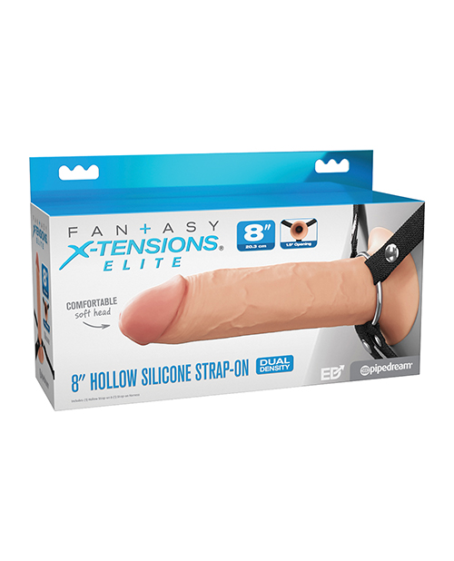 Fantasy X-Tensions Elite 8&quot; Silicone Hollow Strap-on w/Harness - Light