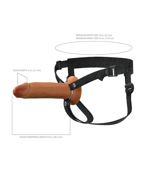 Thumbnail for Fantasy X-Tensions Elite 8" Silicone Hollow Strap-on w/Harness - Brown