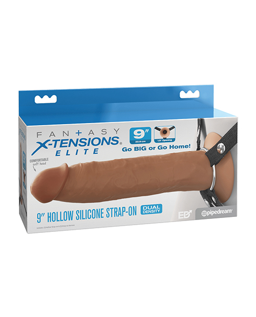 Fantasy X-Tensions Elite 9&quot; Silicone Hallow Strap-On Dual Density - Brown